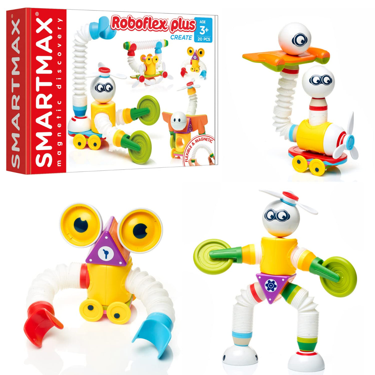 SmartMax RoboFlex Plus – Magnetic Robot Building Set with Flexible Parts | STEM Construction Toy Ages 3+