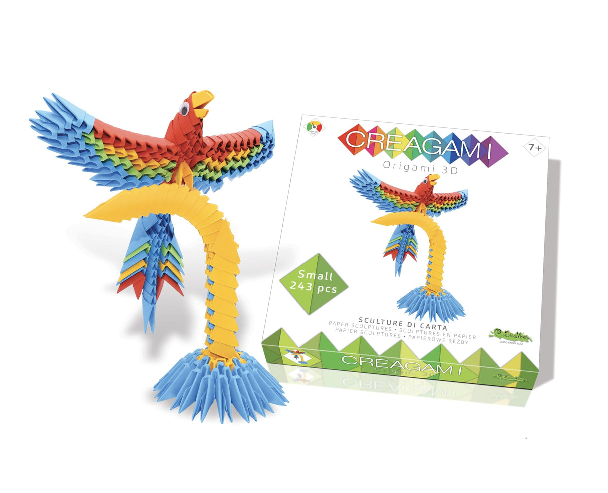 Creagami Parrot, a Colorful 243-piece 3D Origami Kit, Modular Paper Construction for Ages 7+