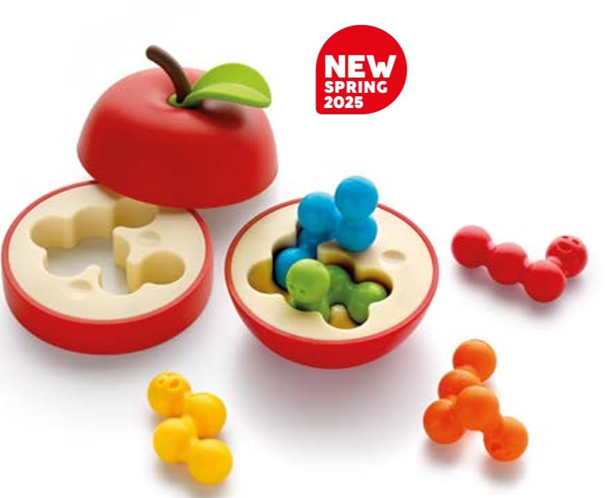 Apple Puzzler 3D Logic Game with 80 Challenges for Ages 8 - Adult. Fit The Worms and Close The Apple!