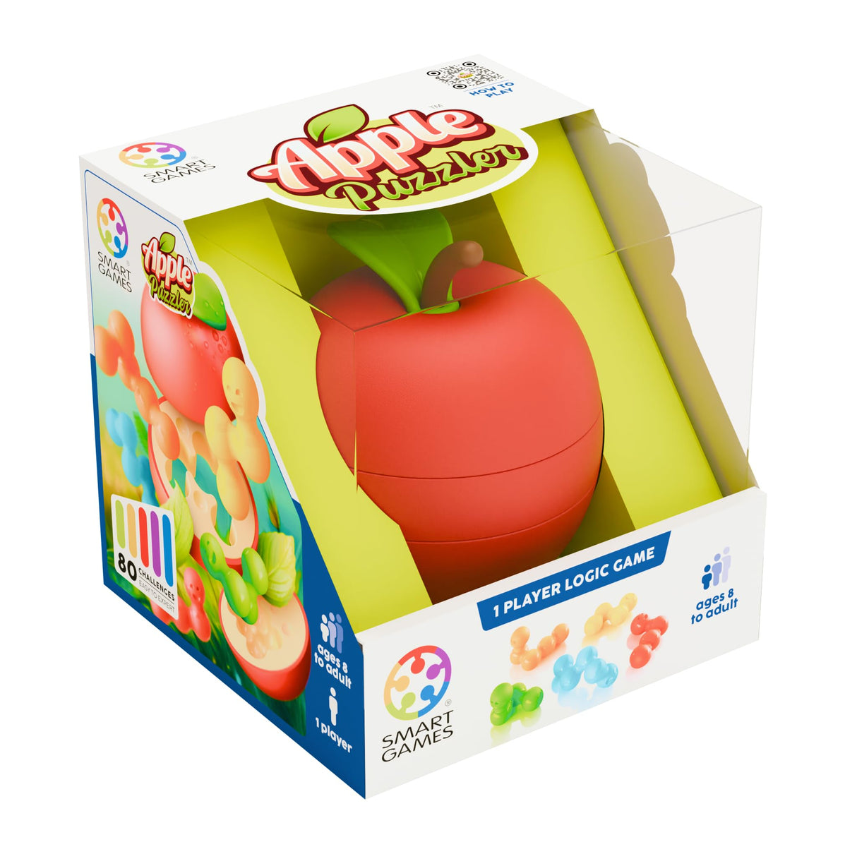 Apple Puzzler 3D Logic Game with 80 Challenges for Ages 8 - Adult. Fit The Worms and Close The Apple!