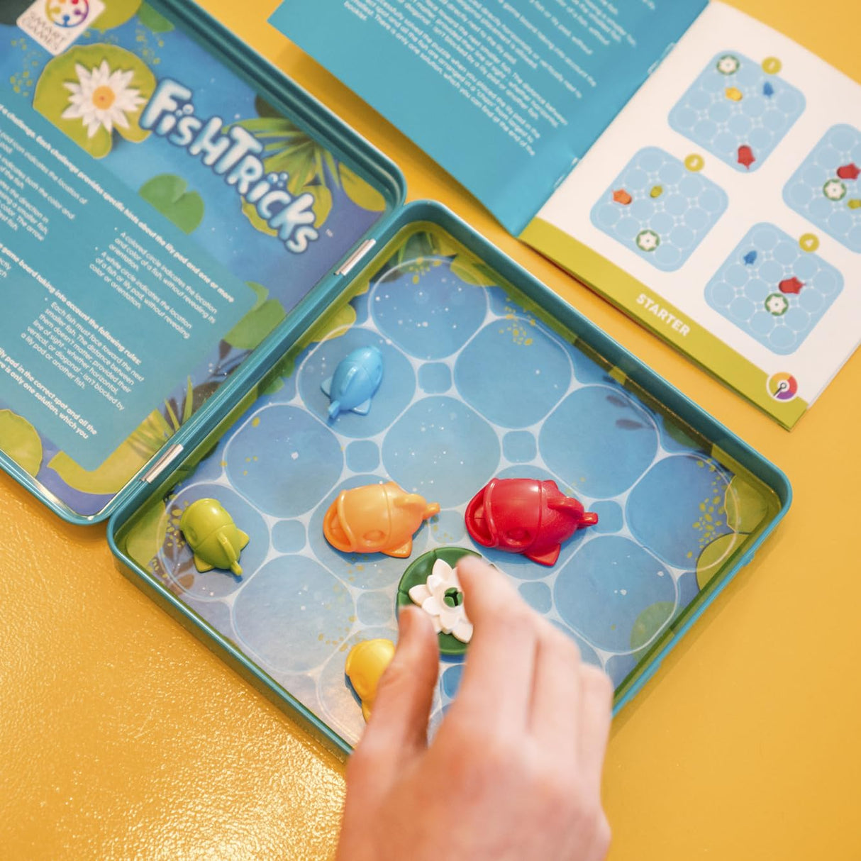 FishTricks Metal Box Travel Game with 48 Challenges for Ages 5 - Adult