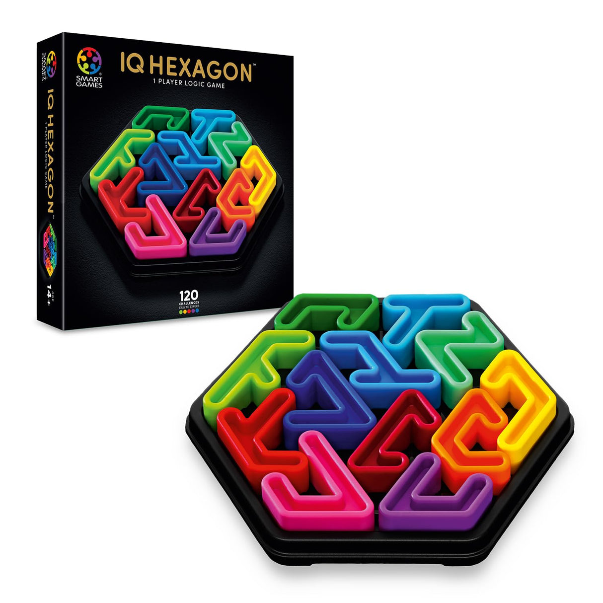 SmartGames IQ Deluxe: Hexagon - Featuring a Deluxe Travel Case and 120 Challenges for Ages 14-Adult