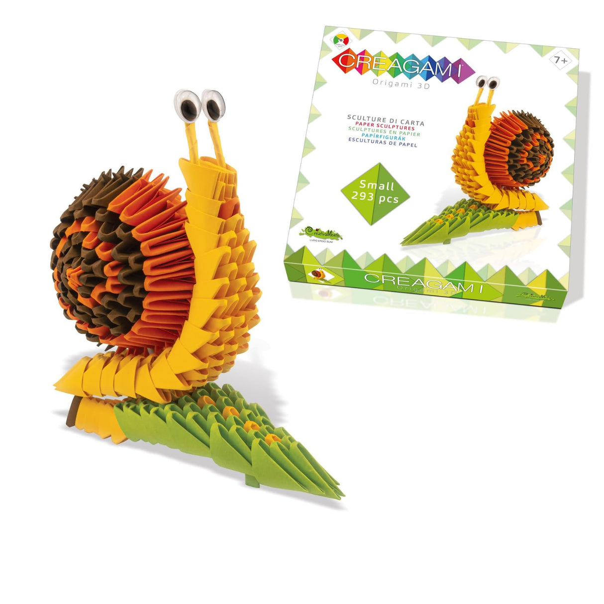 Creagami Snail on the Leaf Origami Set - A Colorful 3D Modular Paper Sculpture Kit with 293 Pieces for Ages 7+
