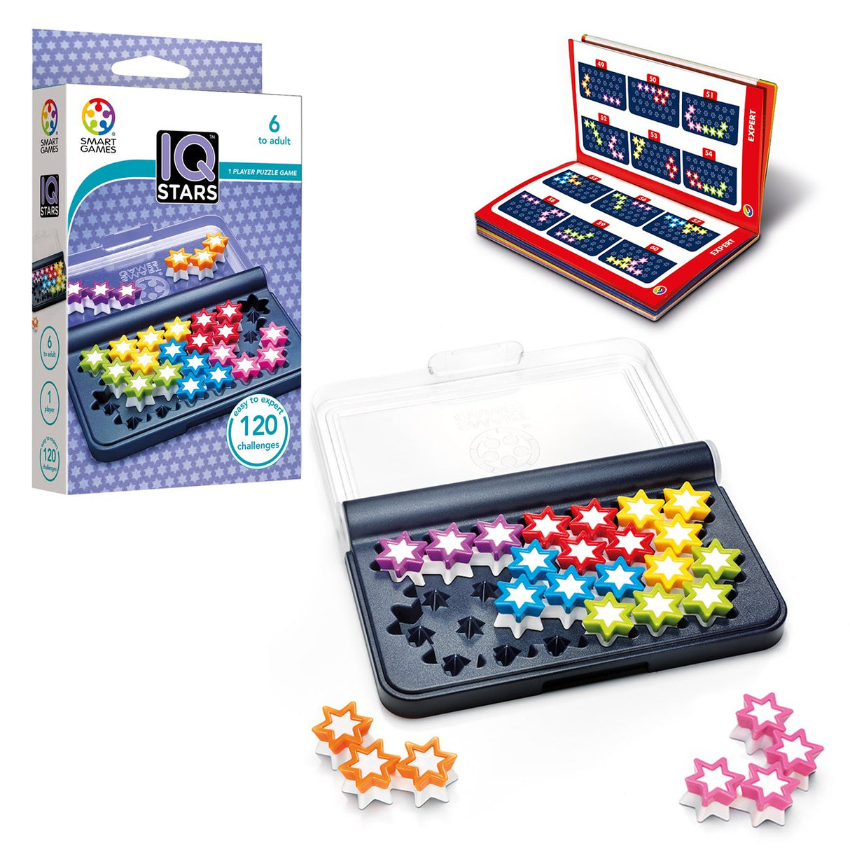SmartGames IQ Stars Travel Logic Game Ages 6 & Up, 120 Challenges