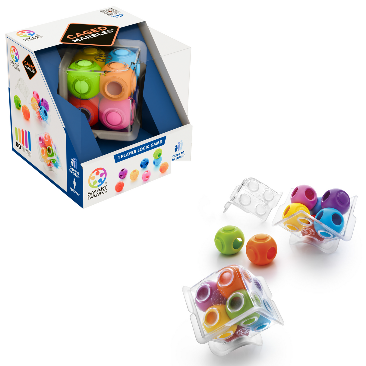 Caged Marbles 3D Logic Brainteaser Puzzle Game with 80 Challenges for Ages 10 - Adult.