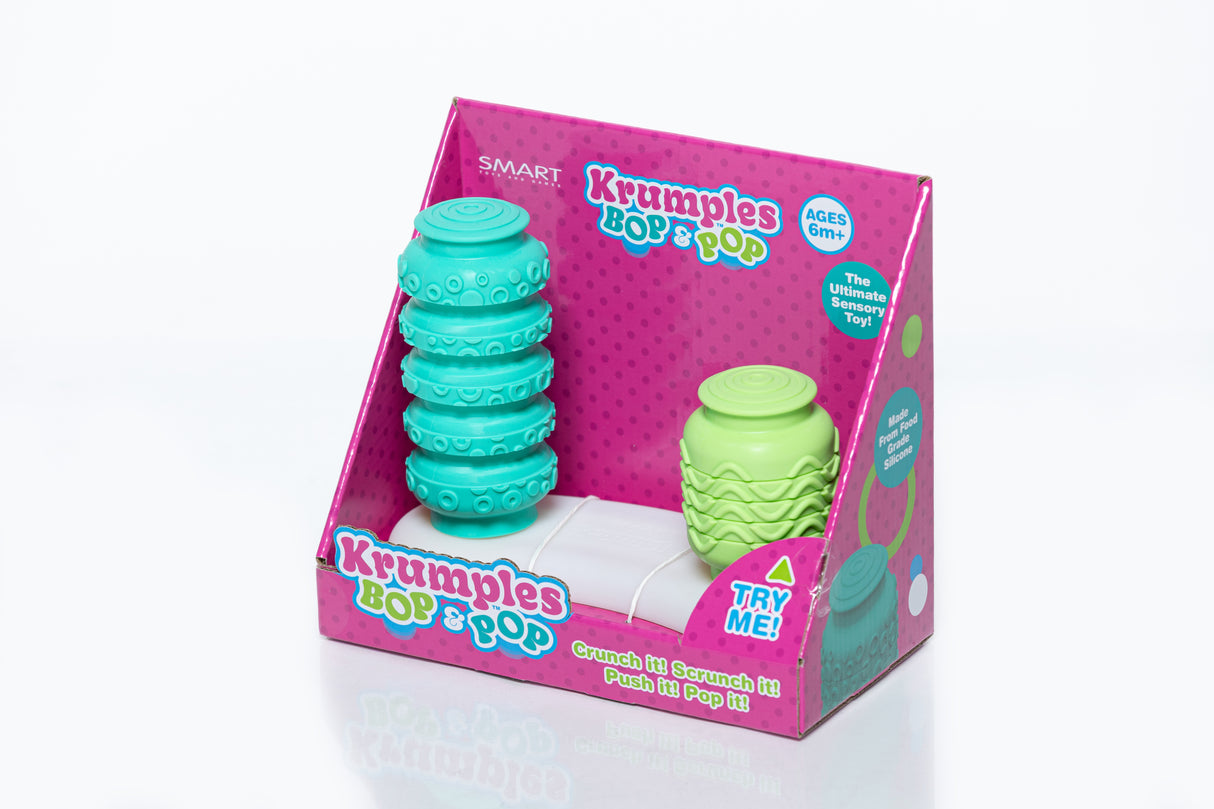 Krumples BOP & POP – Sensory Silicone Baby Toy for Ages 6 Months+ | Food-Grade Silicone | Develops Motor Skills | Squish, Push & Pop Fun