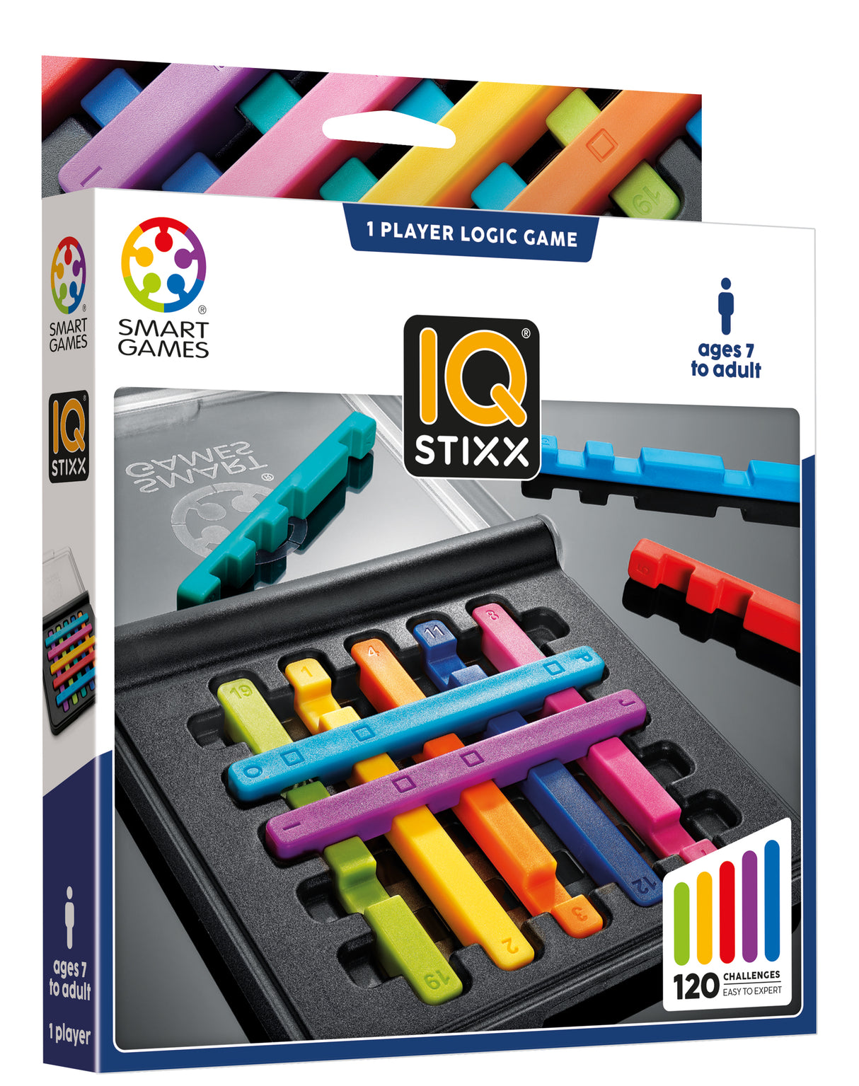 IQ Stixx – Compact Stacking Brain Teaser Puzzle with 120 Challenges | Travel Logic Game Ages 7+
