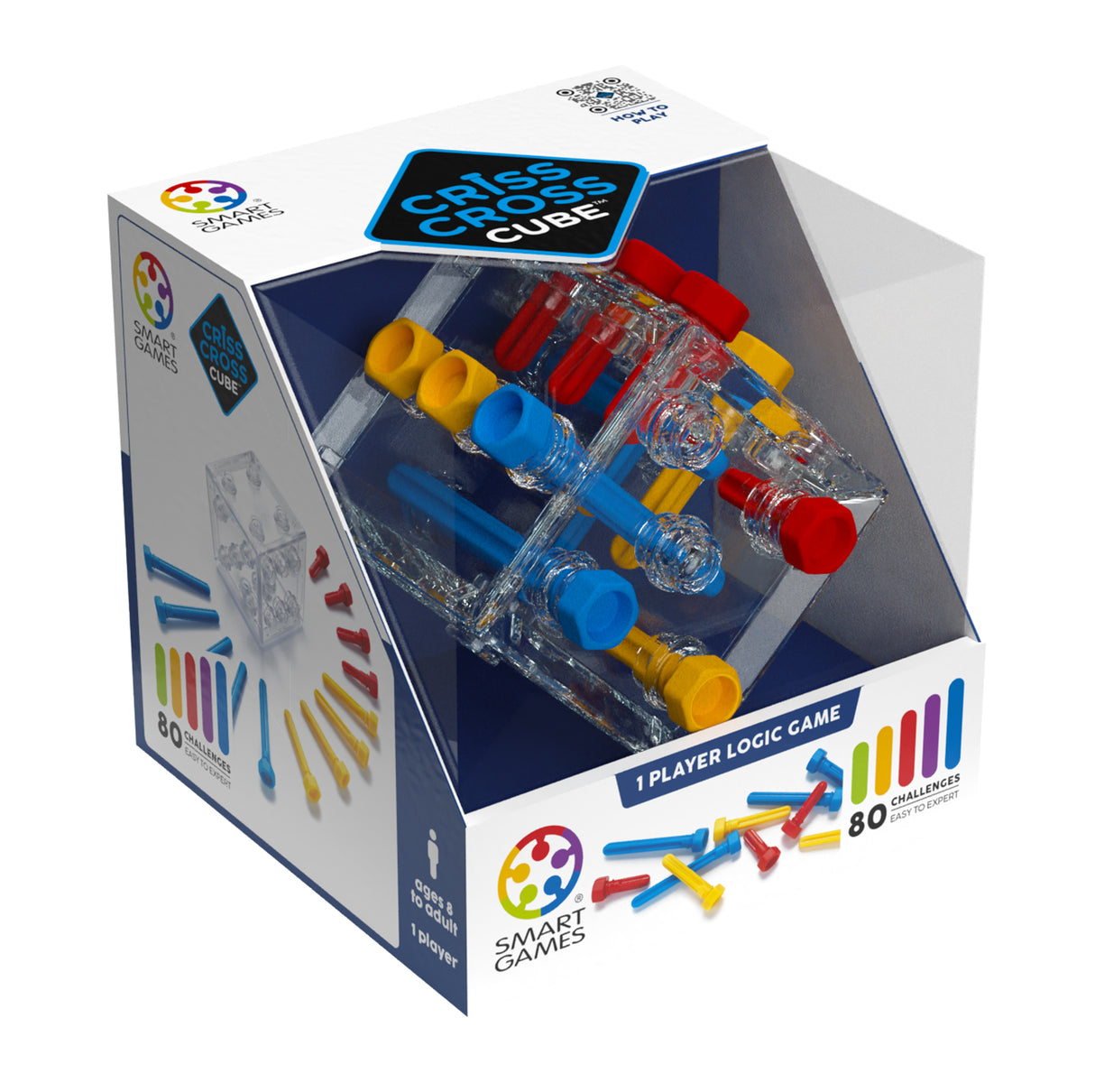 Criss Cross Cube 3D Puzzle Game - Brainteaser with 80 Challenges for Ages 8+