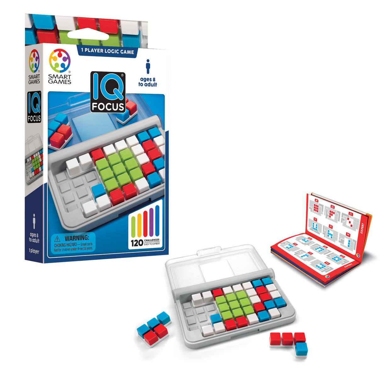 SmartGames IQ Focus Cognitive Skill-Building Travel Game with Portable Case featuring 120 Challenges for Ages 8+