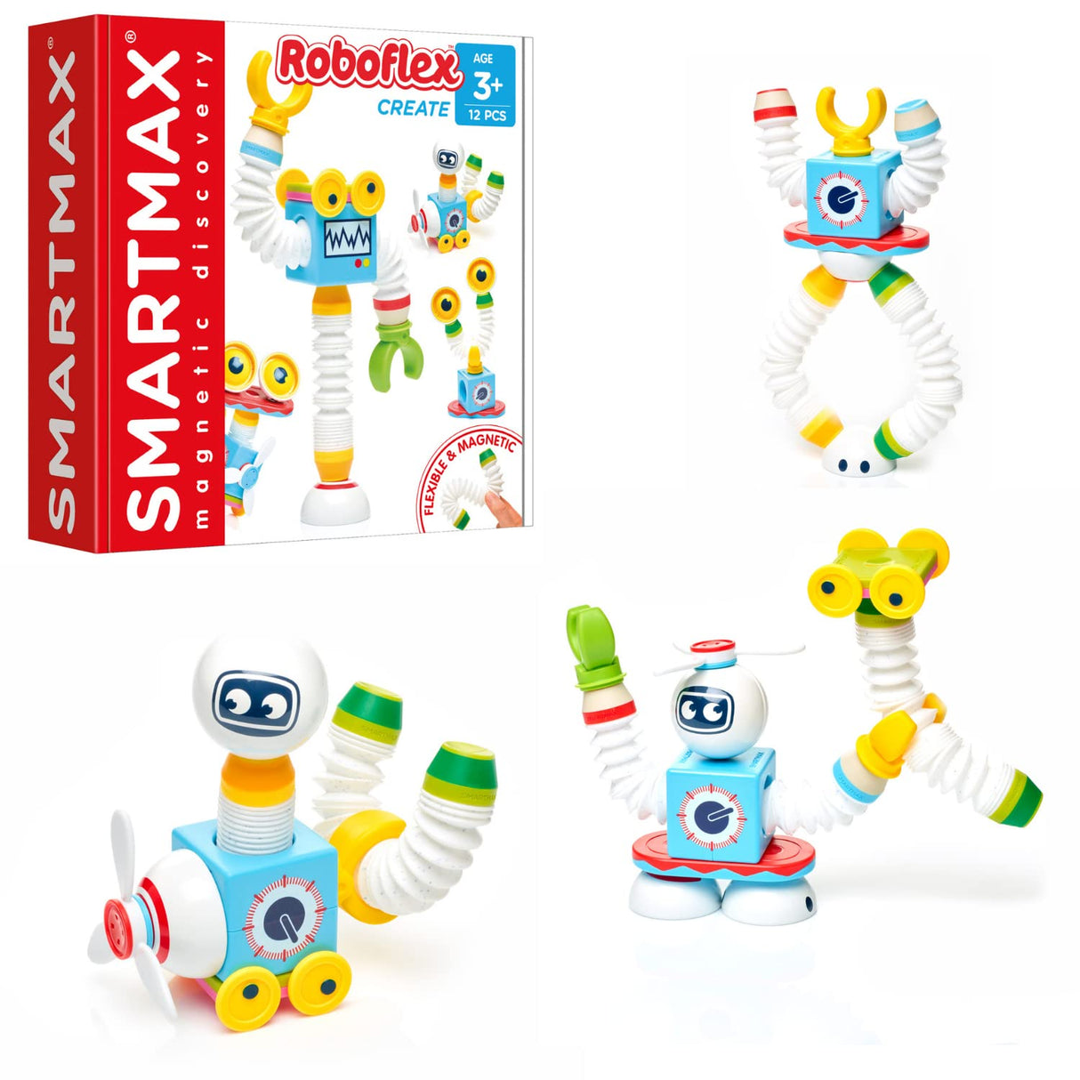 SmartMax RoboFlex – Magnetic Robot Building Set with Flexible Pieces | STEM Construction Toy Ages 3+