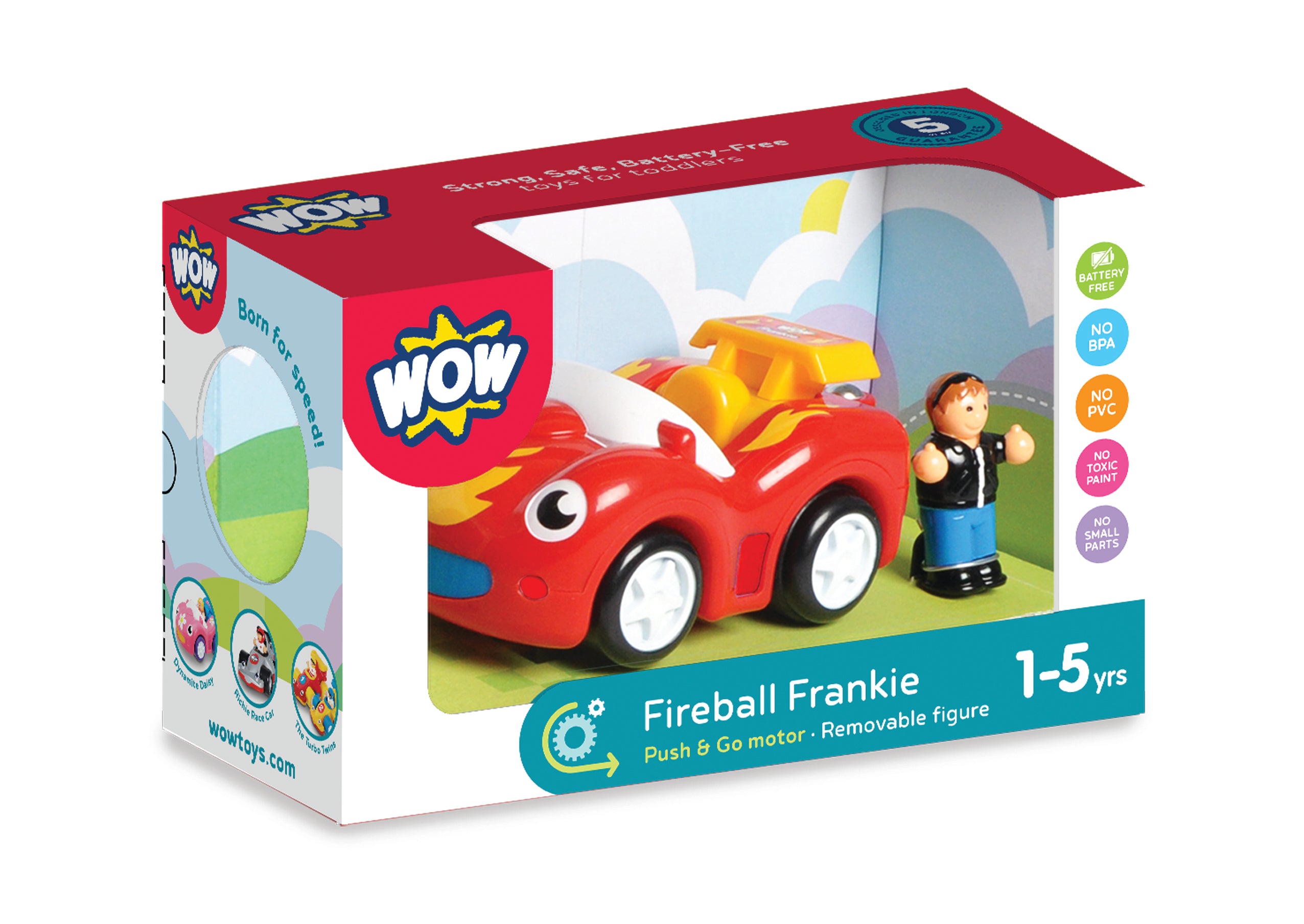 知育玩具 votaniduo WOW Toys Fireball Frankie - Racing Car (2 Piece Set) for Ages 1+