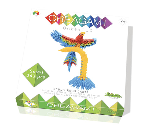 Creagami Parrot, a Colorful 243-piece 3D Origami Kit, Modular Paper Construction for Ages 7+