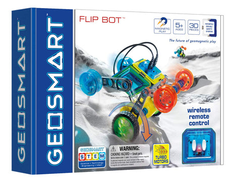 GeoSmart Flip Bot GeoMagnetic STEM Magnetic Construction Set with Rechargeable Turbo Motors for Ages 5+