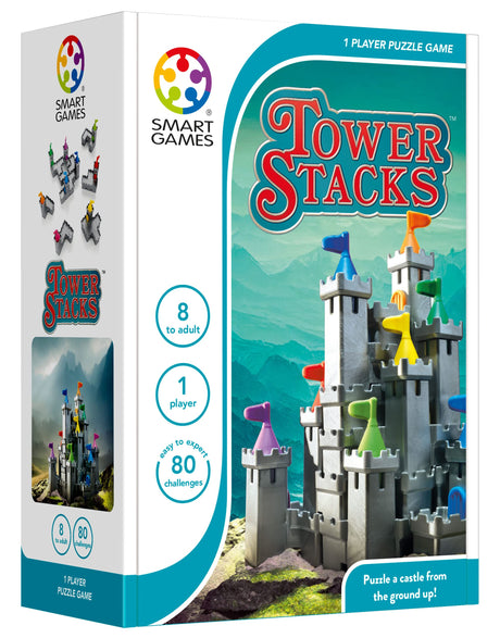 Tower Stacks Castle Building Game with 80 Challenges for Ages 8-Adult