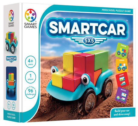 Smart Car 5x5 Wooden Puzzle Game and Toy for Ages 4+