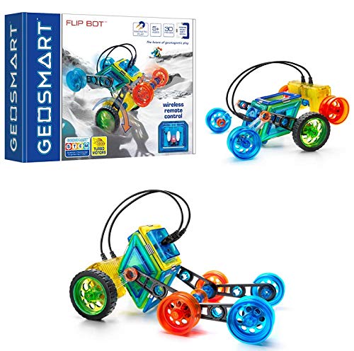 GeoSmart Flip Bot GeoMagnetic STEM Magnetic Construction Set with Rechargeable Turbo Motors for Ages 5+