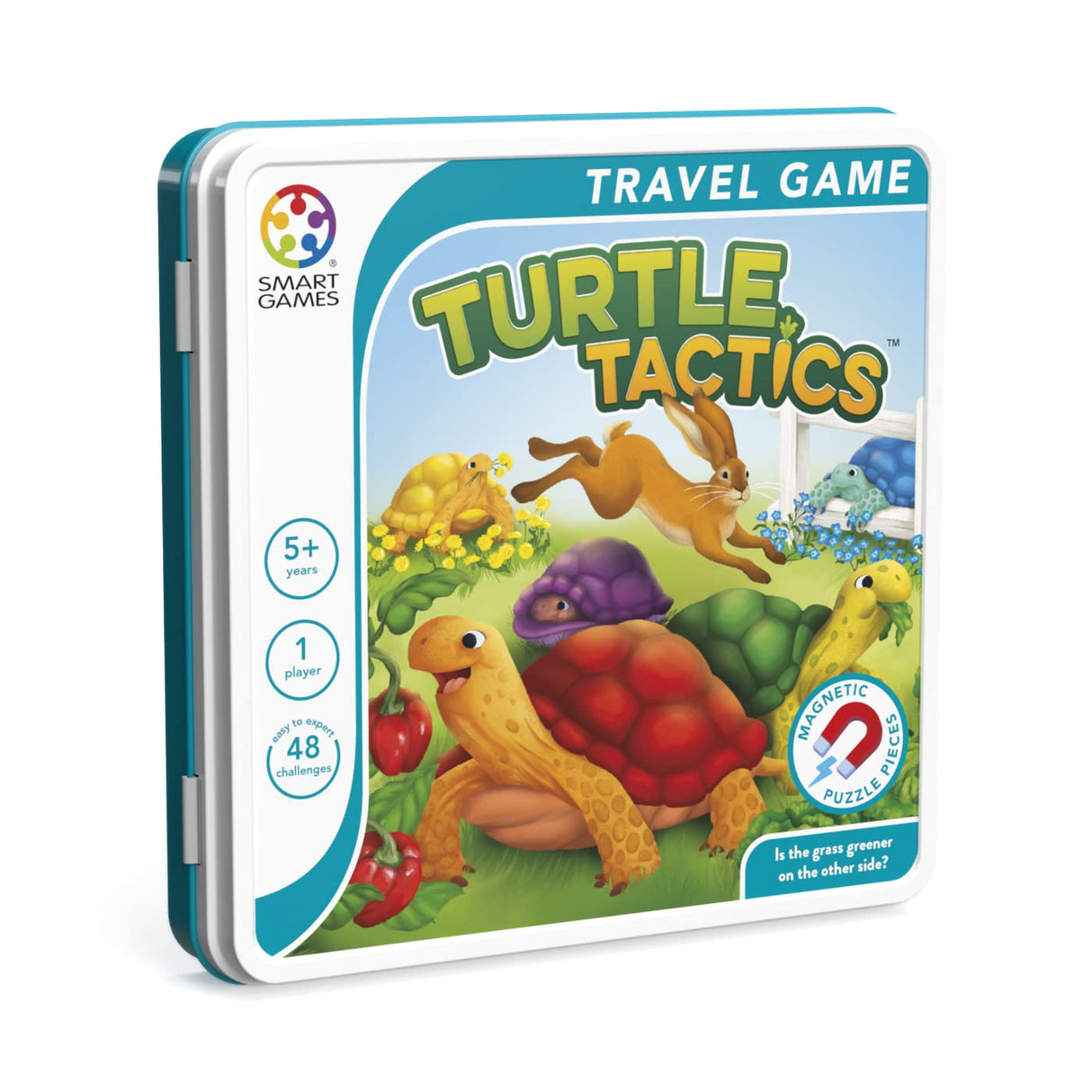 Turtle Tactics Metal Box Travel Game with 48 Challenges for Ages 5+