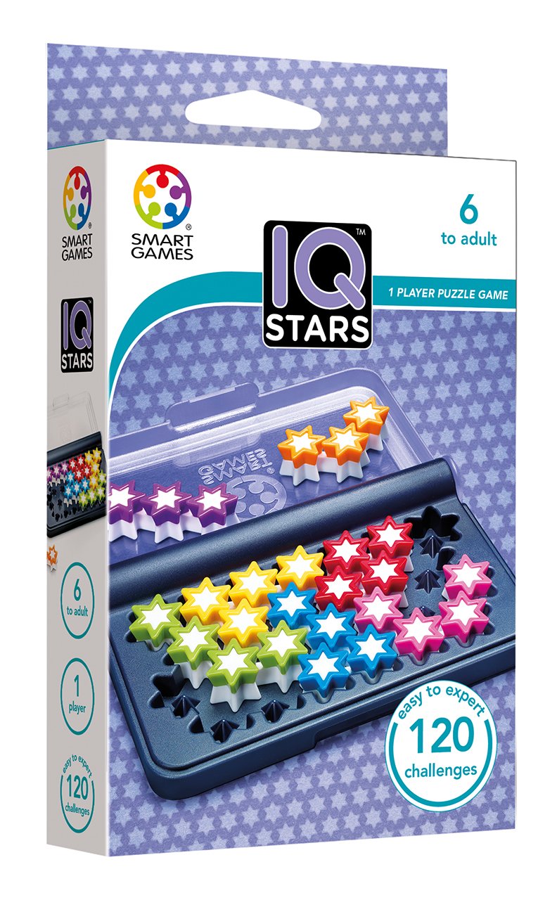 SmartGames IQ Stars, The Entry-Level IQ Game, a Travel Game for Kids and Adults, Skill-Building Brain Game - Brain Teaser for Ages 6 & Up, 120 Challenges in a Travel-Friendly Case.