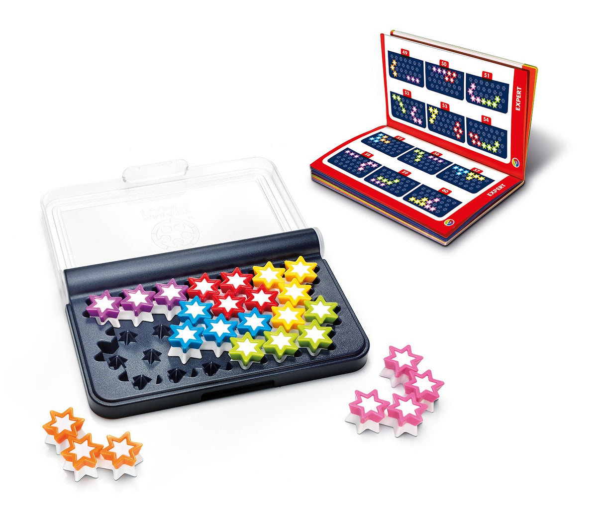 SmartGames IQ Stars, The Entry-Level IQ Game, a Travel Game for Kids and Adults, Skill-Building Brain Game - Brain Teaser for Ages 6 & Up, 120 Challenges in a Travel-Friendly Case.