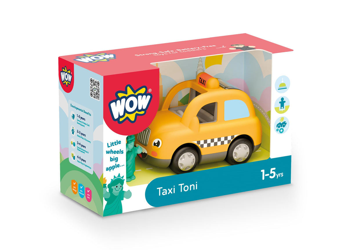 WOW Toys New York Taxi Toni - Battery-Free Push & Go Toy, Ages 1-5