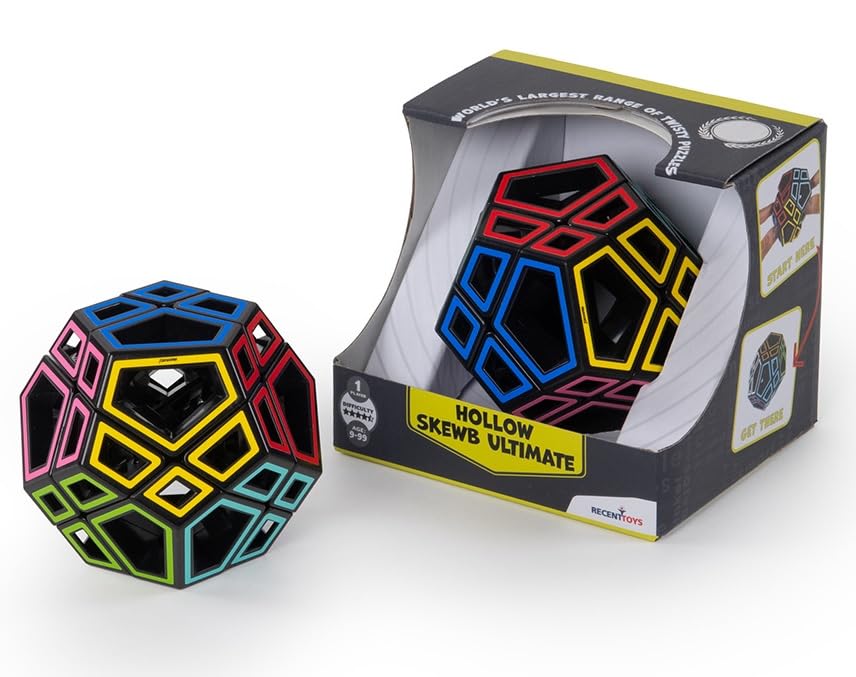 Meffert's Hollow Skewb Ultimate - The Original Transparent 12-Faced Brainteaser Puzzle from Recent Toys - Travel-Friendly Fun for Ages 9+