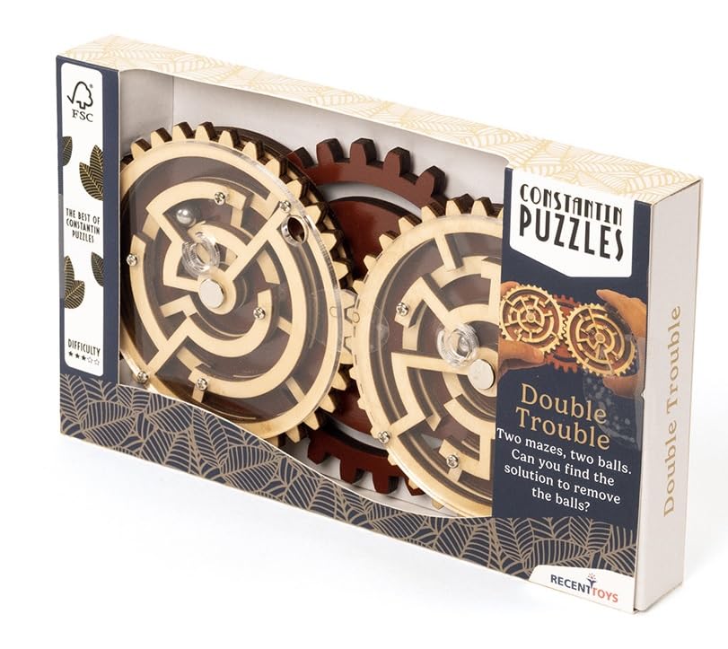 Constantin Double Trouble Wooden Puzzle Brainteaser from Recent Toys - Solve Two Mazes - for Ages 14+