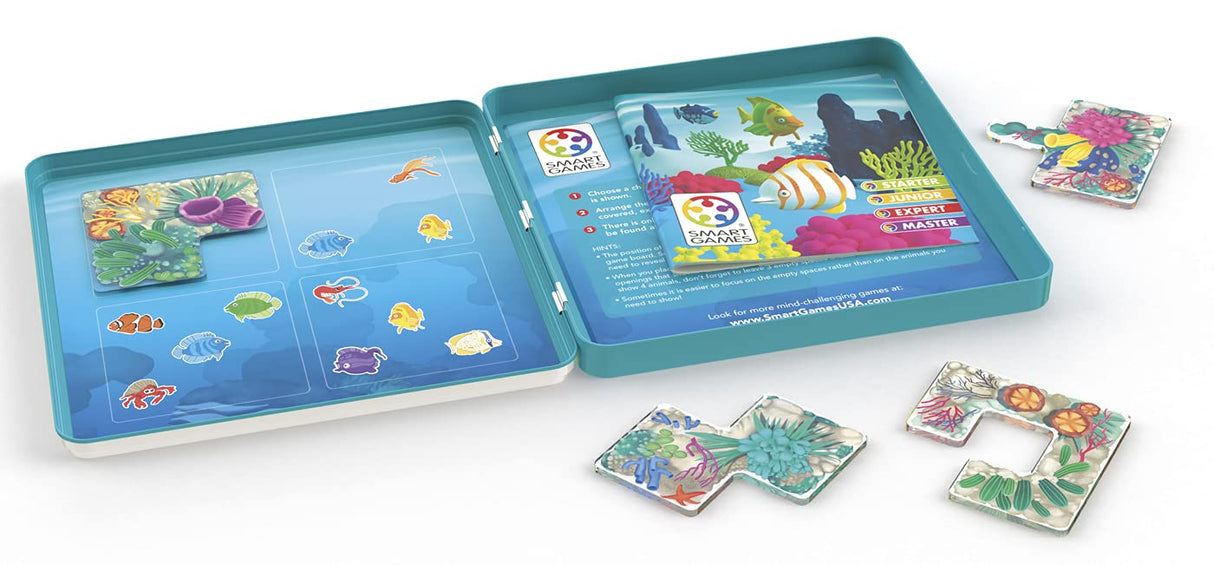 Coral Reef Magnetic Travel Game in Metal Box with 48 Challenges for Ages 4+