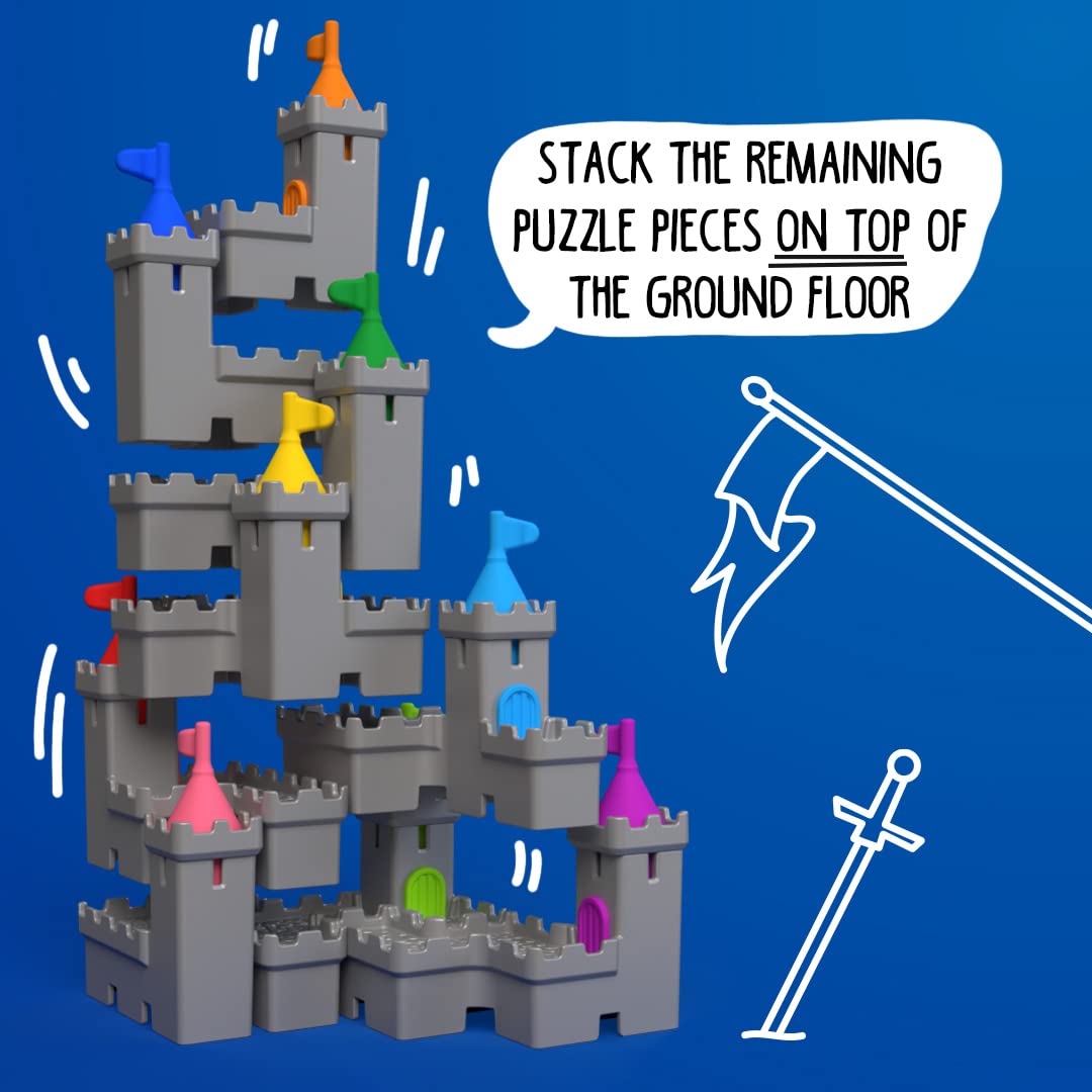 Tower Stacks Castle Building Game with 80 Challenges for Ages 8-Adult