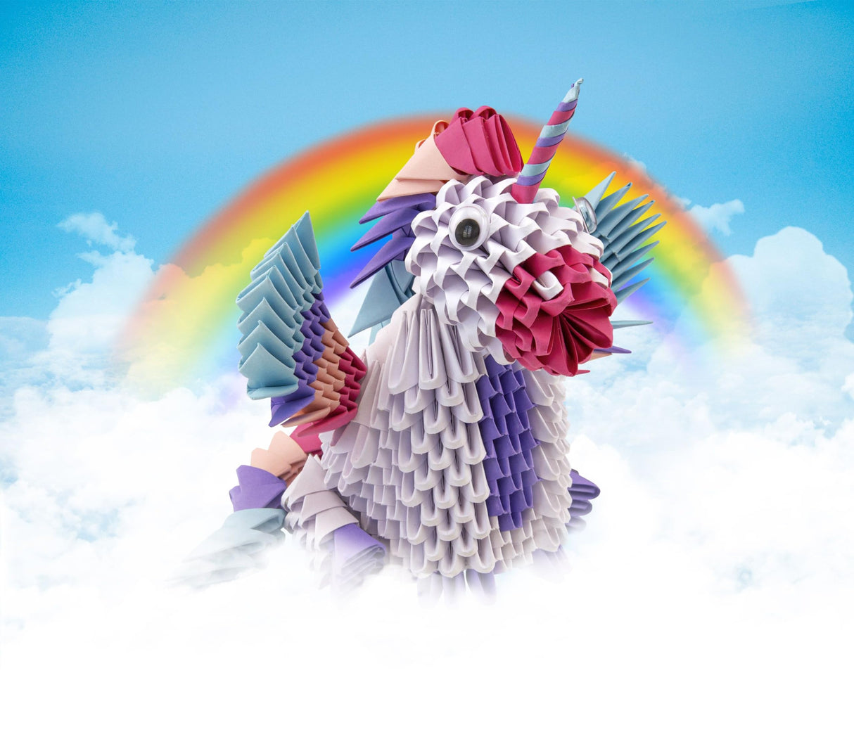 Creagami Unicorn Origami Set - Large (576-piece) 3D Modular Paper Folding Kit for Art and Craft Lovers Ages 7+