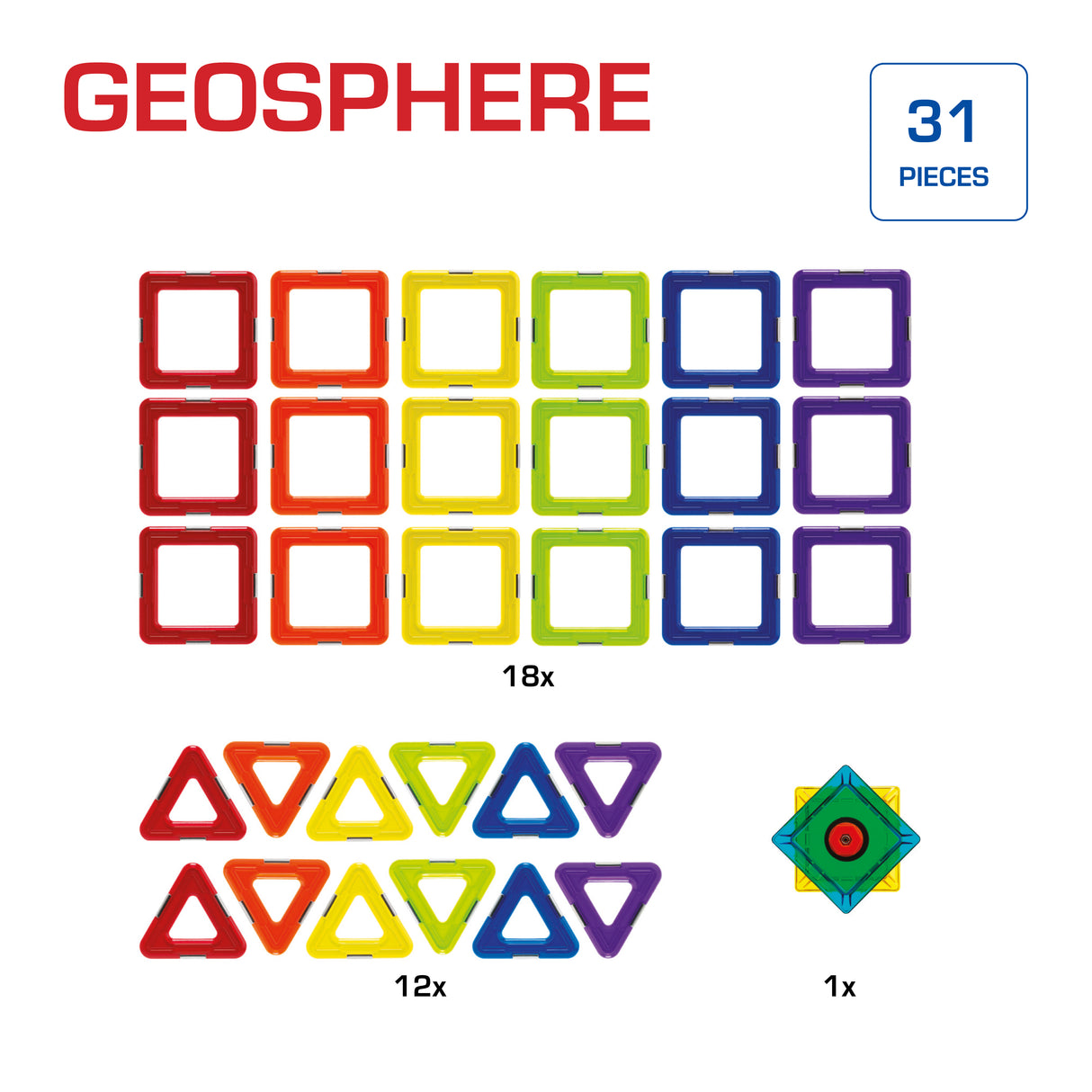 GeoSmart GeoSphere 31-Piece STEM GeoMagnetic Construction Set for Ages 3+