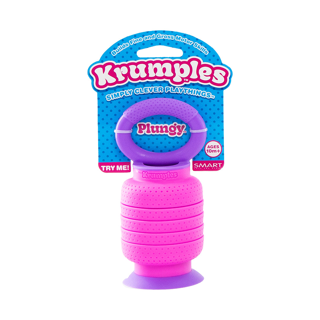 Krumples Plungy PINK - Ridiculously Fun Playthings for Ages 1 - 99 Made from Food Grade Silicone!