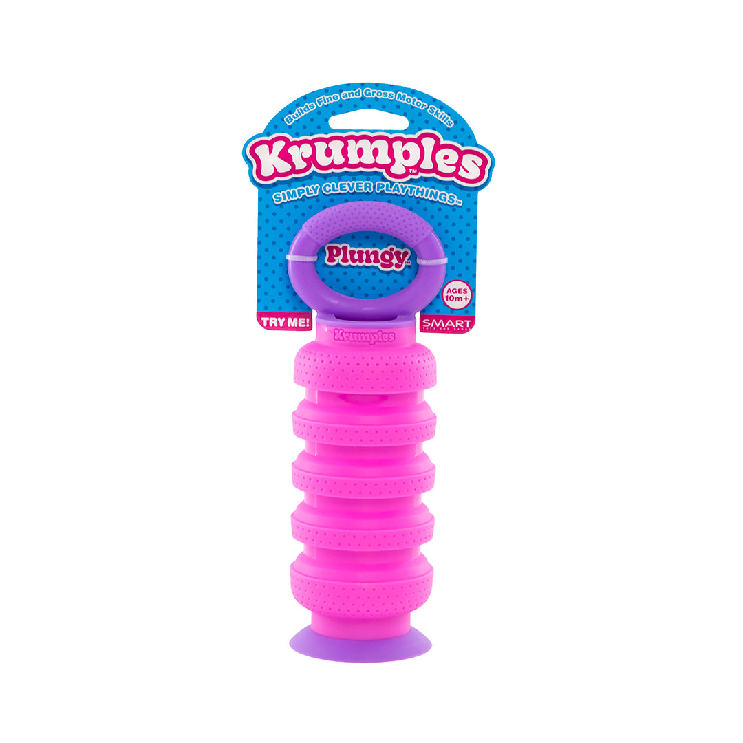 Krumples Plungy PINK - Ridiculously Fun Playthings for Ages 1 - 99 Made from Food Grade Silicone!