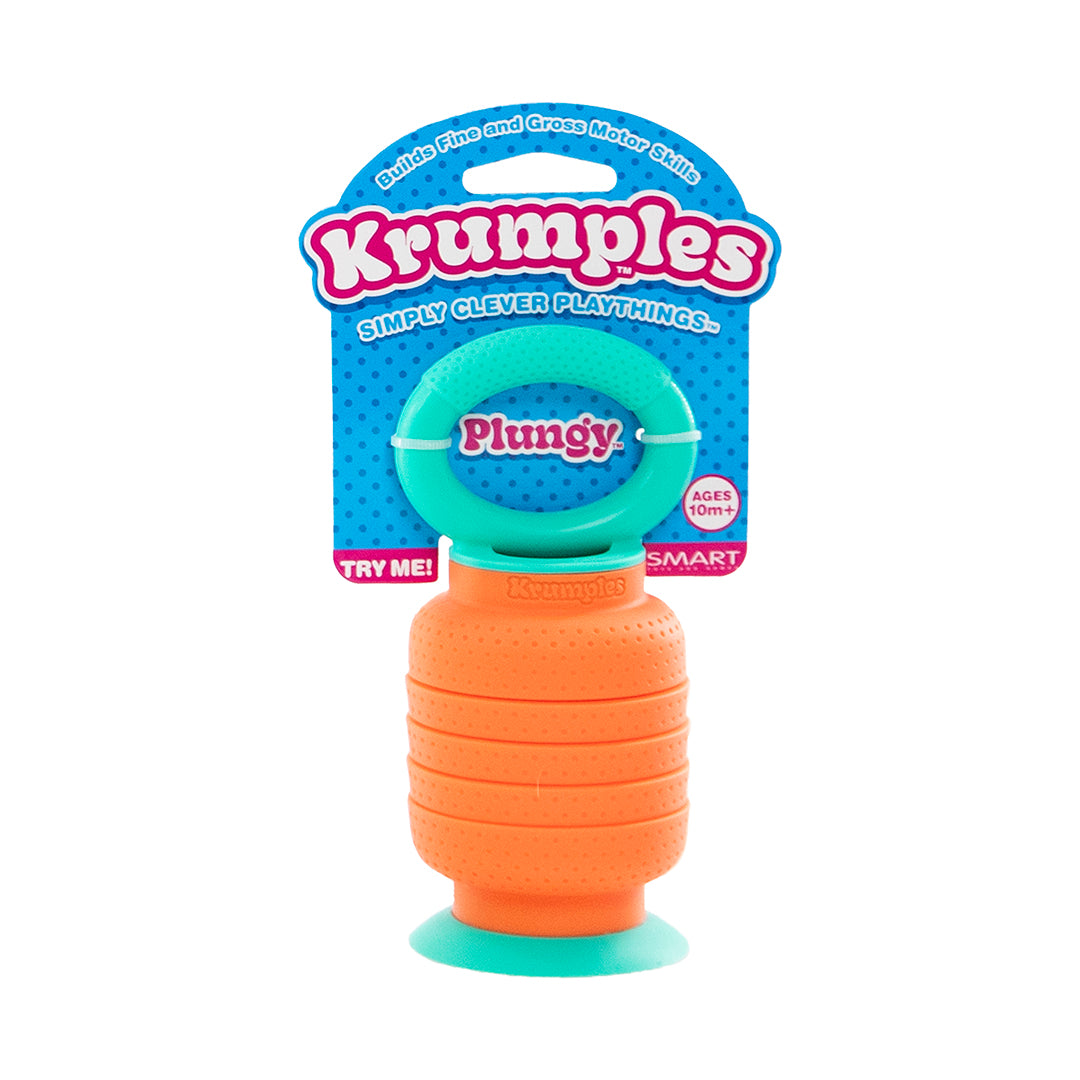 Krumples Plungy ORANGE - Ridiculously Fun Playthings for Ages 1 - 99 Made from Food Grade Silicone!