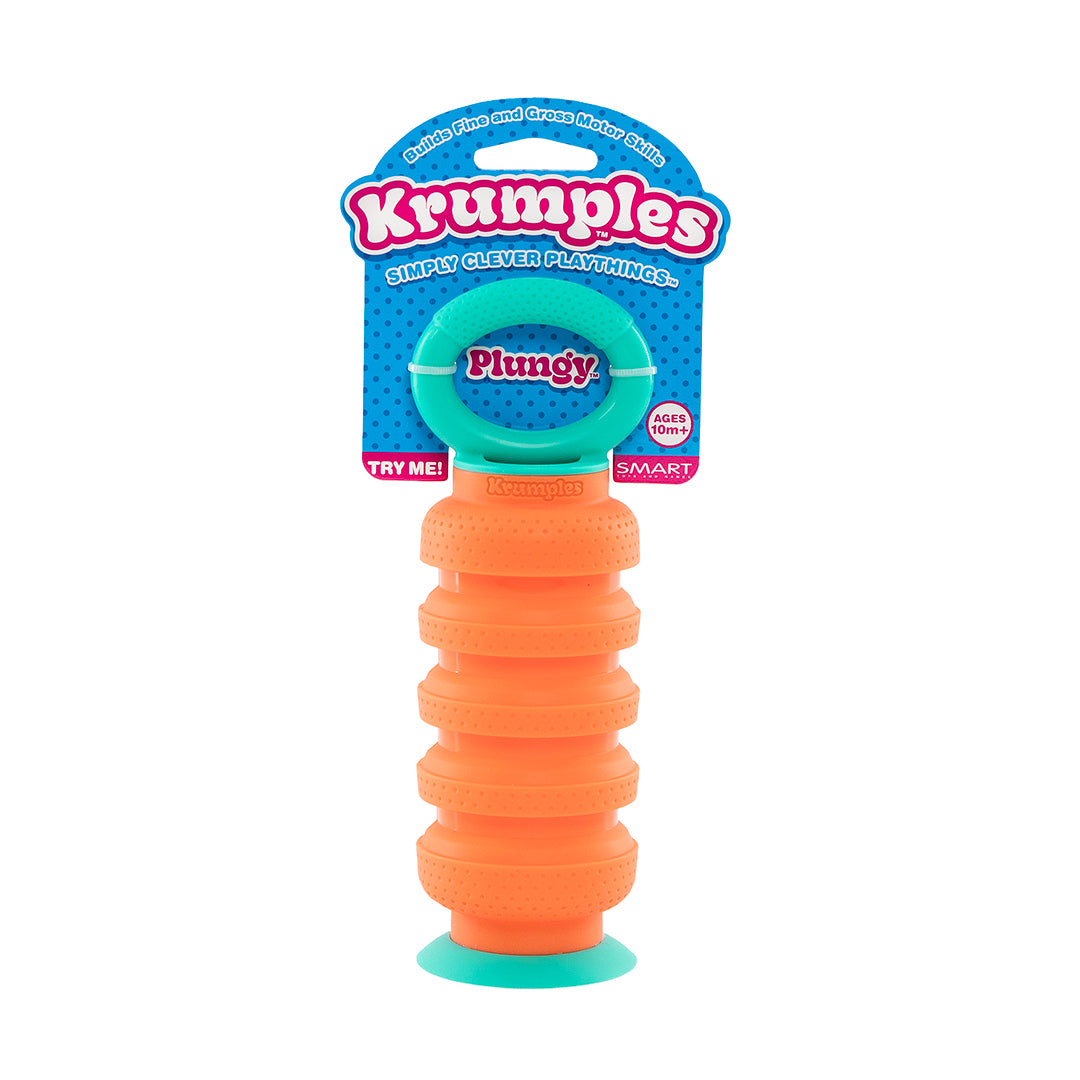 Krumples Plungy ORANGE - Ridiculously Fun Playthings for Ages 1 - 99 Made from Food Grade Silicone!