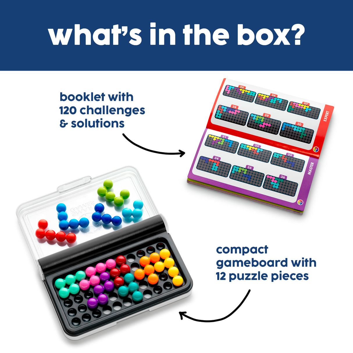 IQ Puzzler Pro – 120 Challenges in 2D & 3D Travel Brain Teaser Ages 6 - Adult