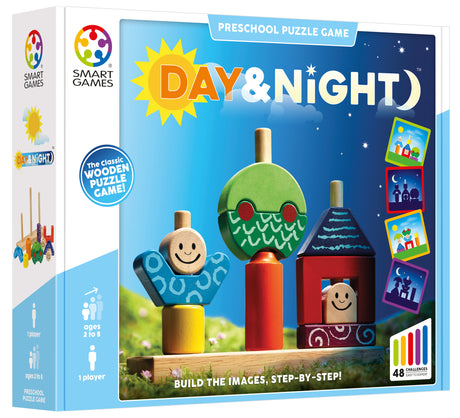 Day & Night Wooden Skill Building Puzzle Game Ages 2+