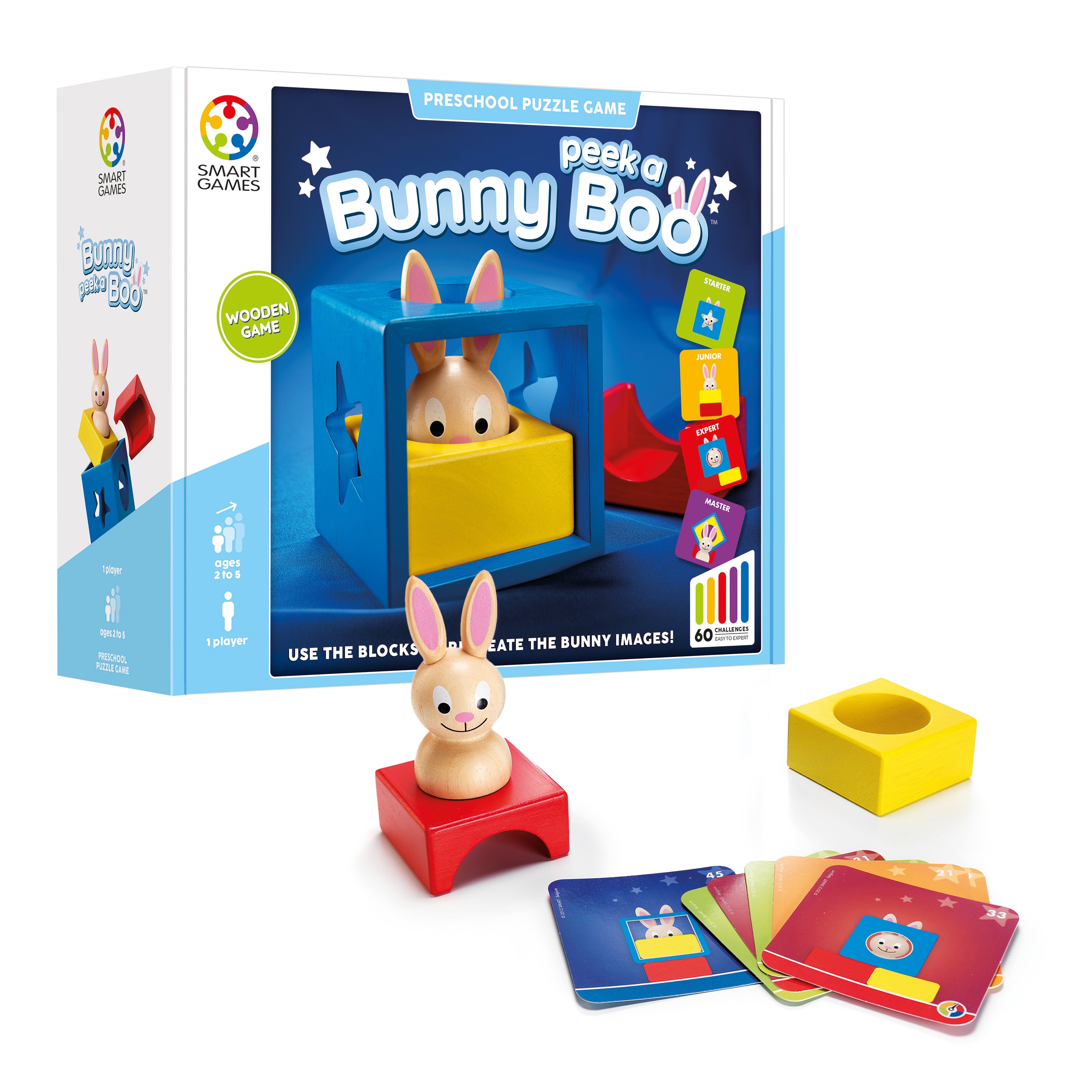 その他 4in1 Box SmartBoom's Play within a Play Bunny Peek a Boo Wooden STEM Building Game for Ages 2+