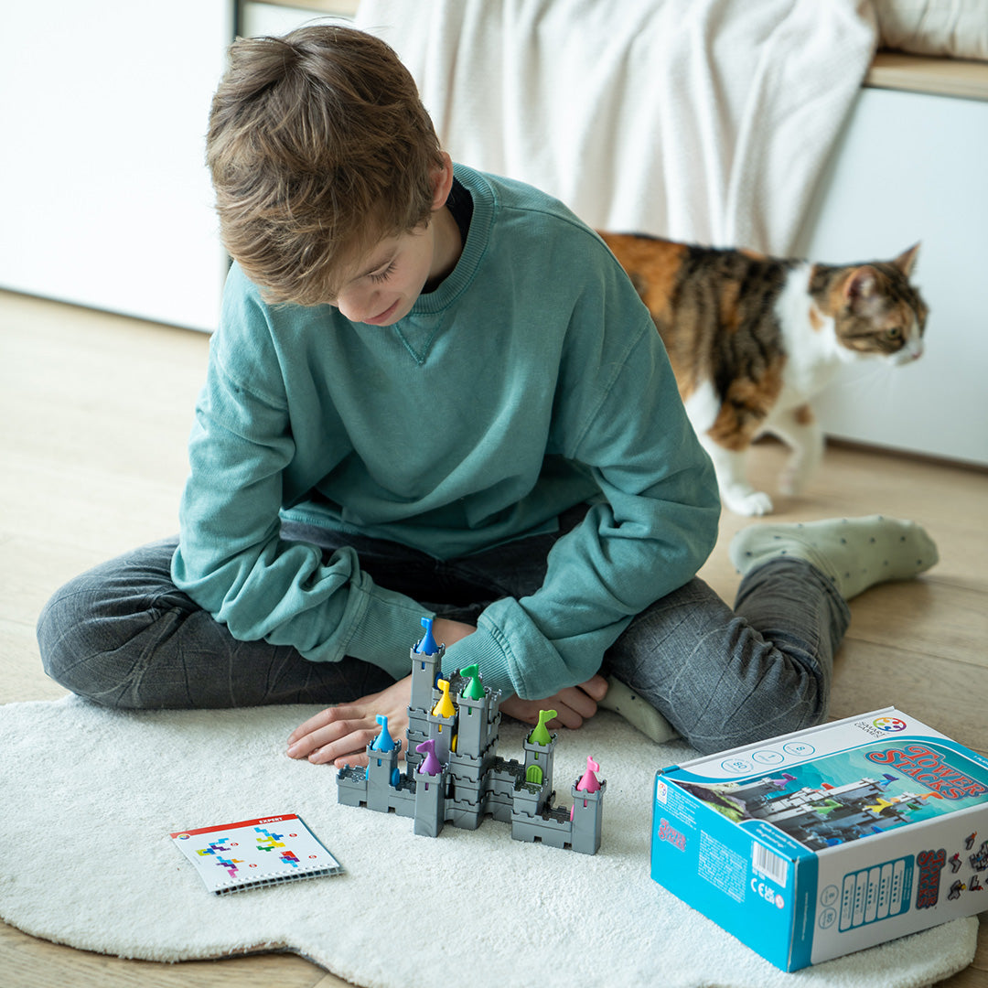 Tower Stacks Castle Building Game with 80 Challenges for Ages 8-Adult