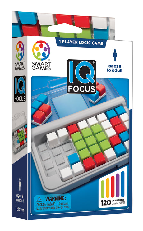 IQ Focus Cognitive Skill-Building Travel Game with Portable Case featuring 120 Challenges for Ages 8+