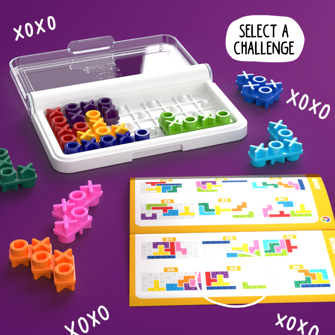 IQ XOXO Travel Game Brain Teaser with 120 Challenges for Ages 6+