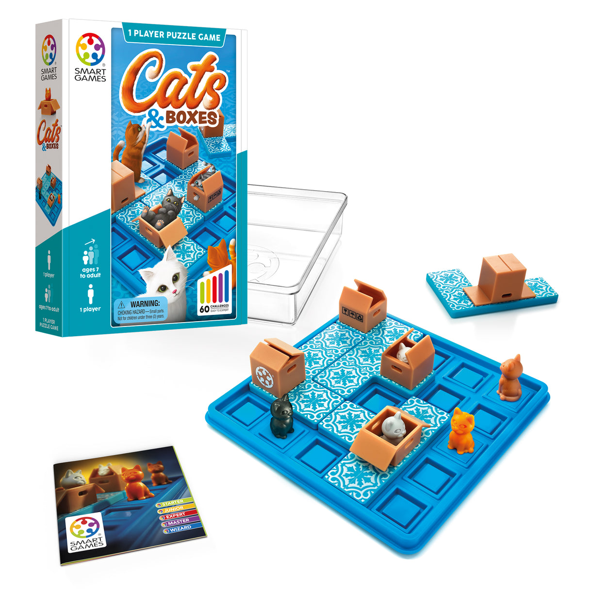 Cats and Boxes Travel Game with 60 Challenges for Ages 7+