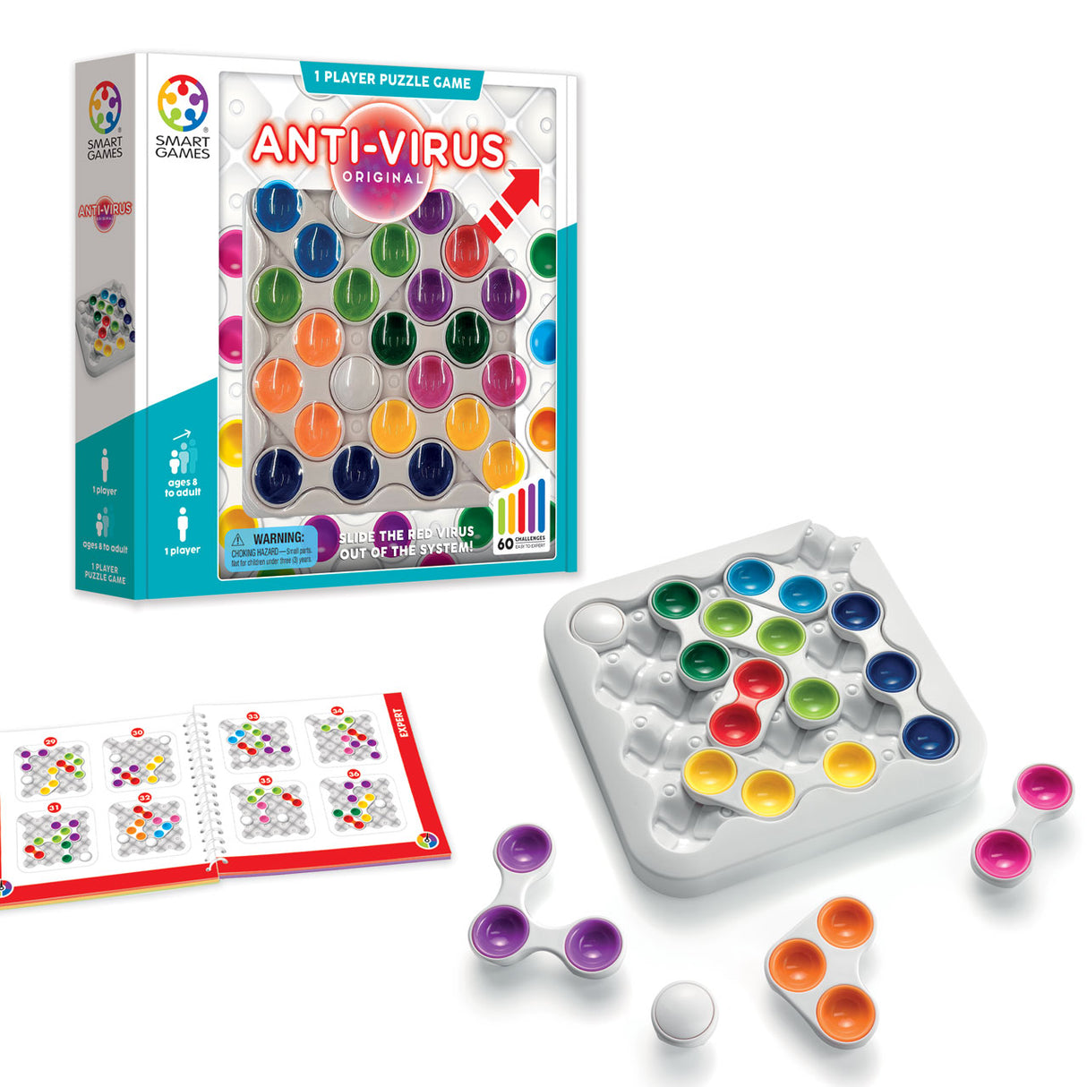 Anti-Virus Sliding Puzzle Logic Game with 60 Challenges