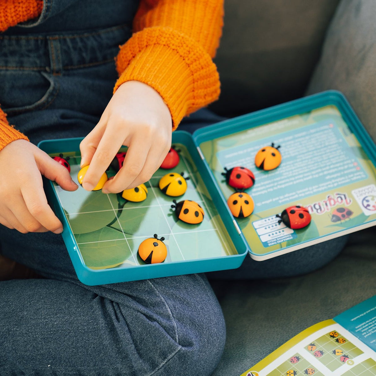 LogiBugs Metal Box Magnetic Travel Game with 48 Challenges for Ages 6+