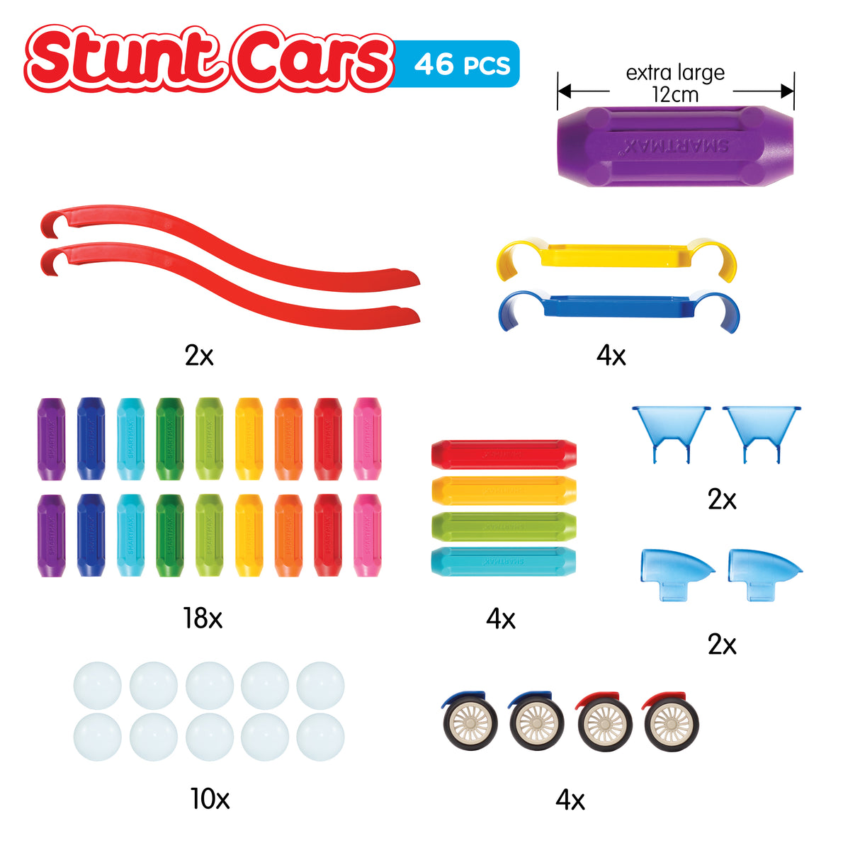 SmartMax Stunt Cars 46-pc STEM Magnetic Building Set for Ages 3+