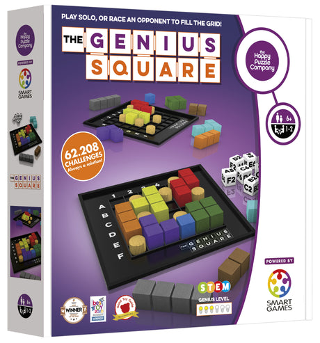The Genius Square - the Global Sensation! Two-Player Logic Race Game for Ages 6+