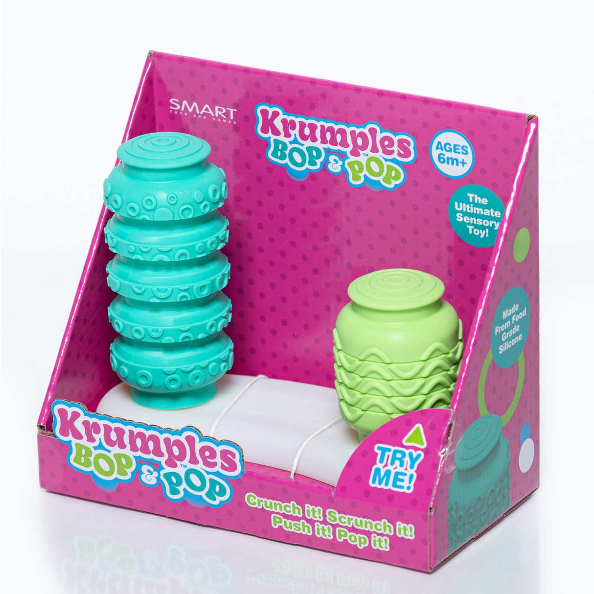 Krumples BOP & POP – Sensory Silicone Baby Toy for Ages 6 Months+ | Food-Grade Silicone | Develops Motor Skills | Squish, Push & Pop Fun