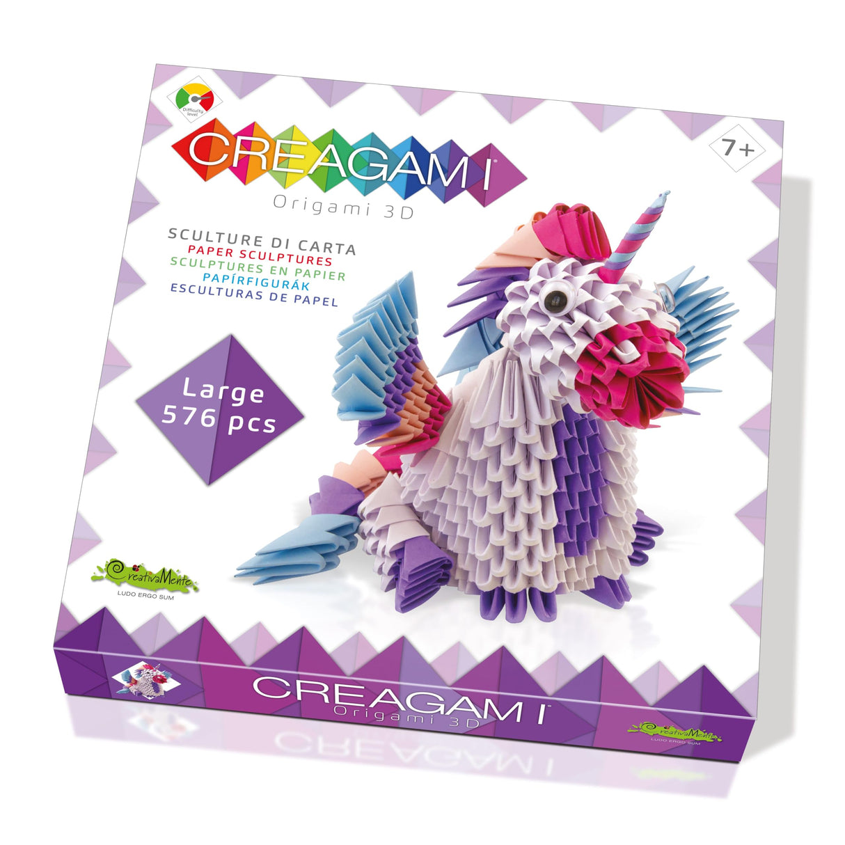 Creagami Unicorn Origami Set - Large (576-piece) 3D Modular Paper Folding Kit for Art and Craft Lovers Ages 7+