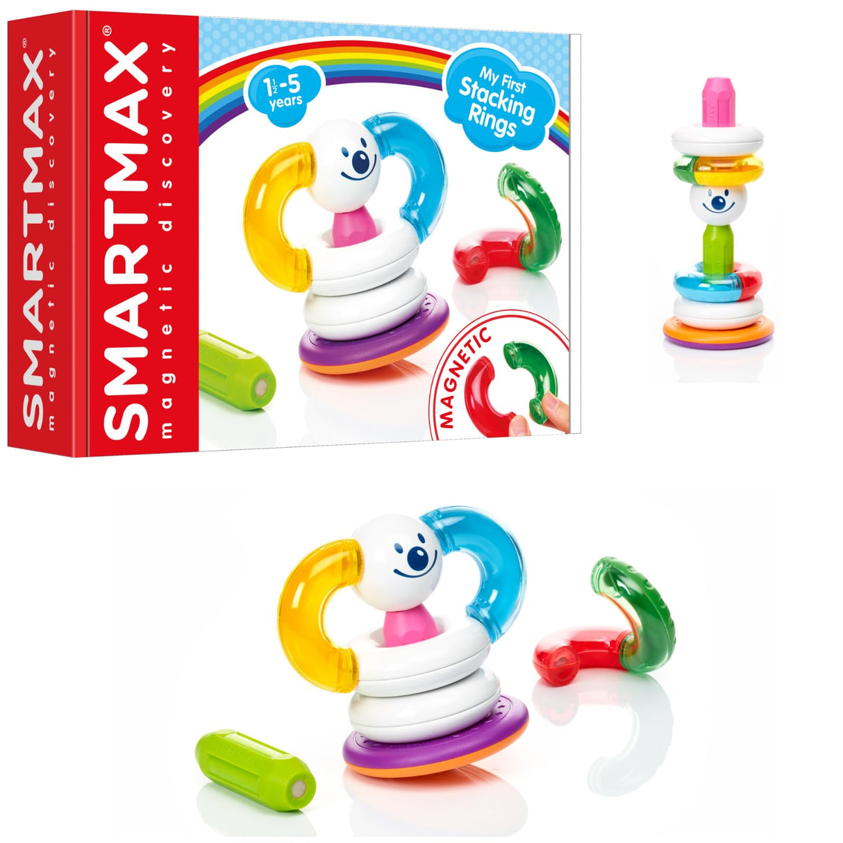 SmartMax My First Stacking Rings 10-Piece Magnetic Early STEM Discovery Set for Ages 1-5