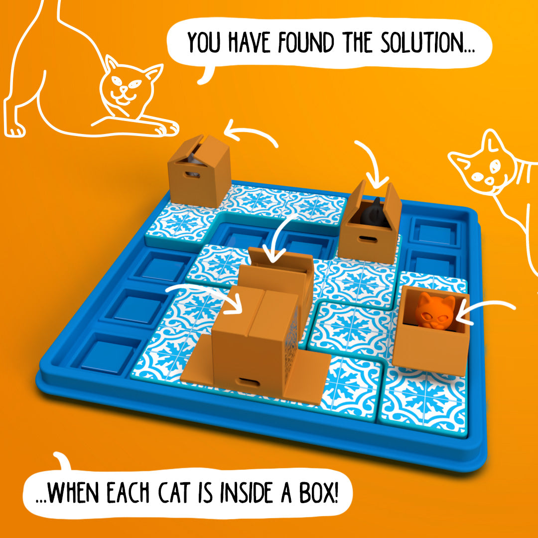 Cats and Boxes Travel Game with 60 Challenges for Ages 7+