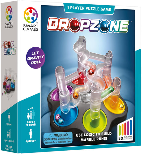 Drop Zone Marble Run Logic Game with 80 Challenges for Ages 8+